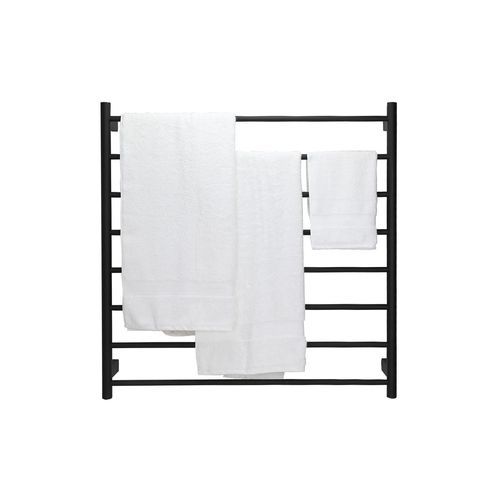 EZY FIT Heated Towel Rail - Round Tube - Dual Wired - (W900mm x H920mm) - Matte Black