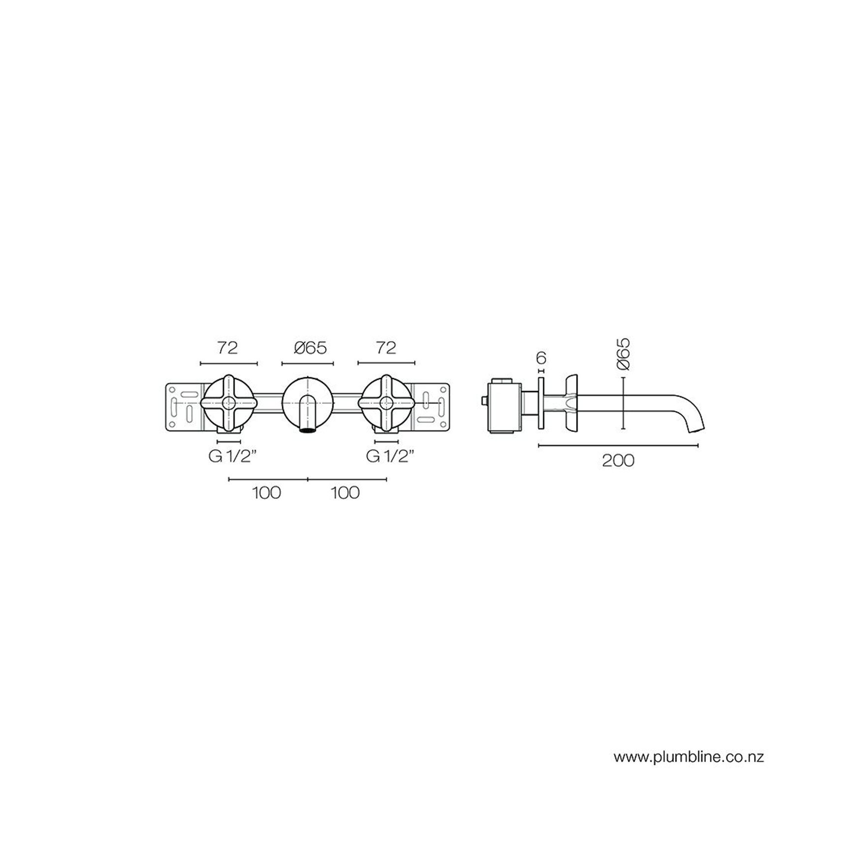 Icona Classic 3 Hole Wall Mount Basin Mixer