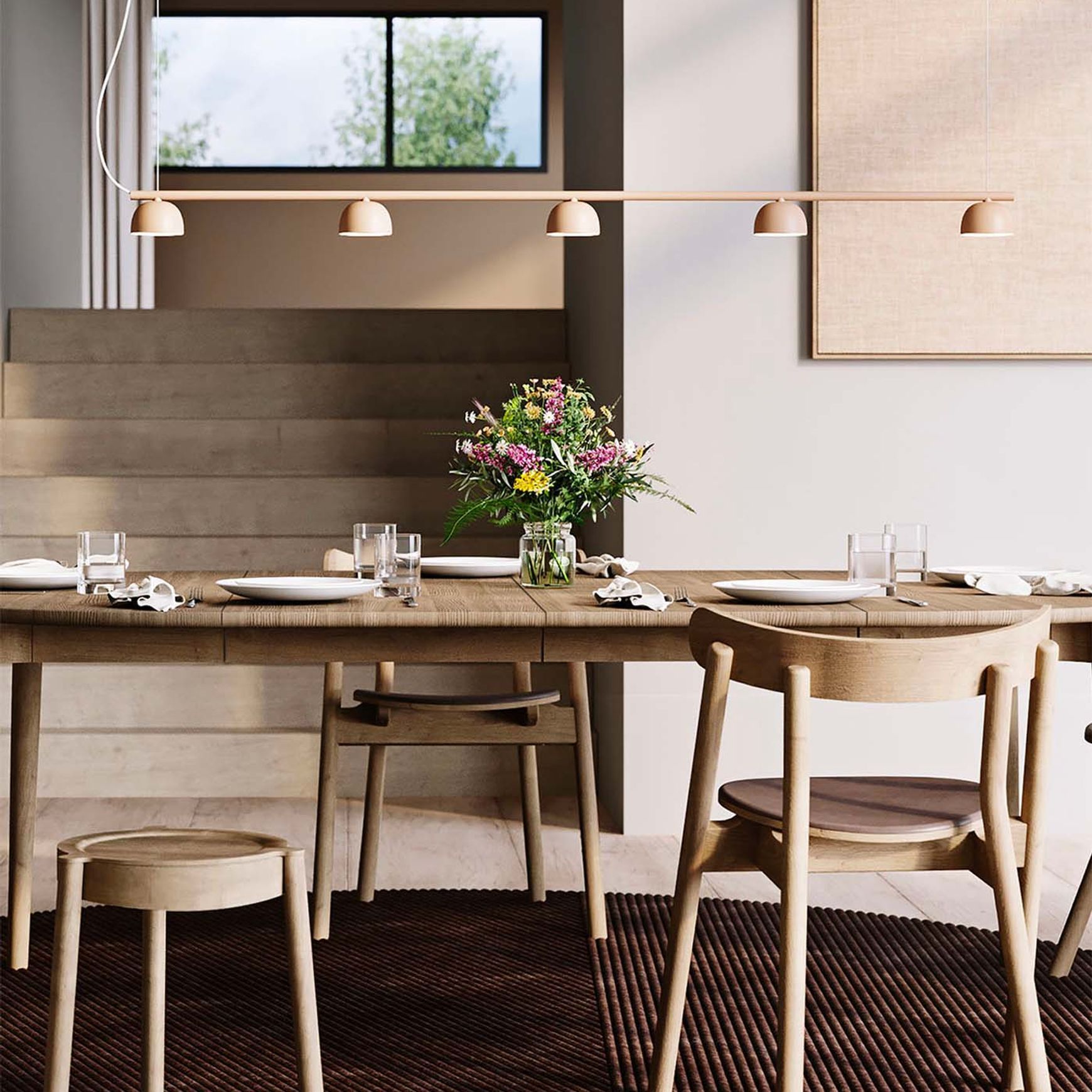 Blush Rail 5lt Pendant Light