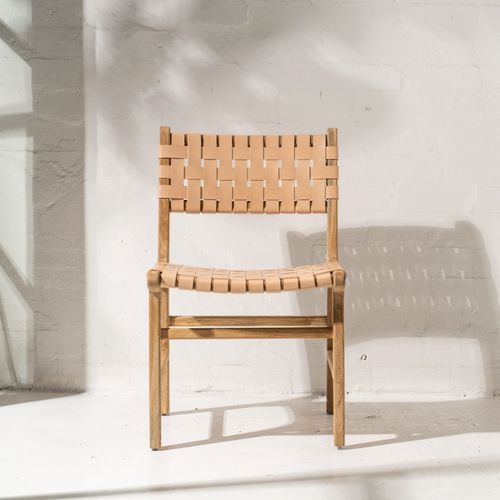 Luka Leather & Teak Chair Natural