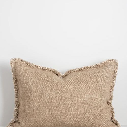 Baya Dover Cushion - Natural | Lumbar with Fringe