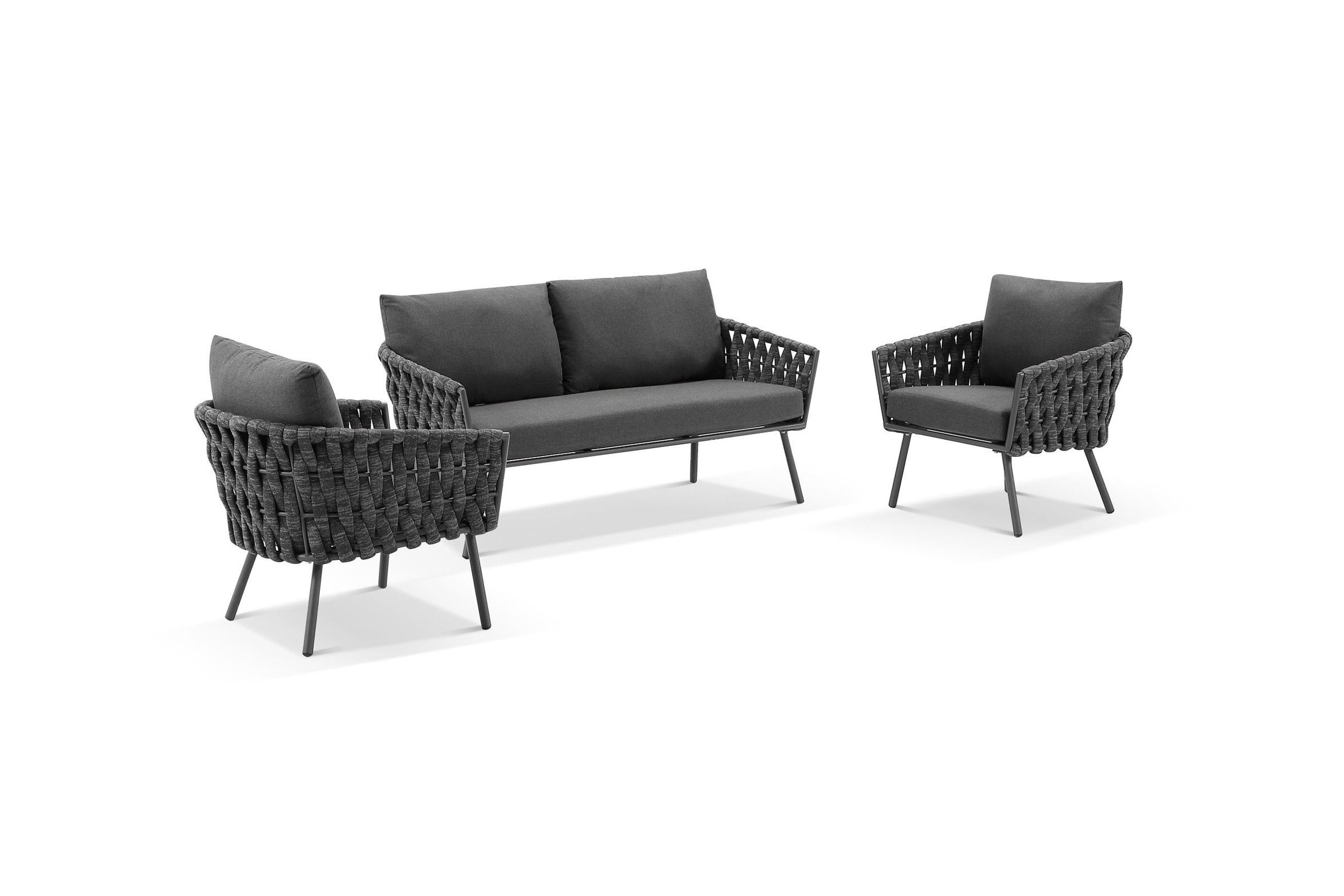 Malmo Rope 2+1+1 Lounge Set - Charcoal