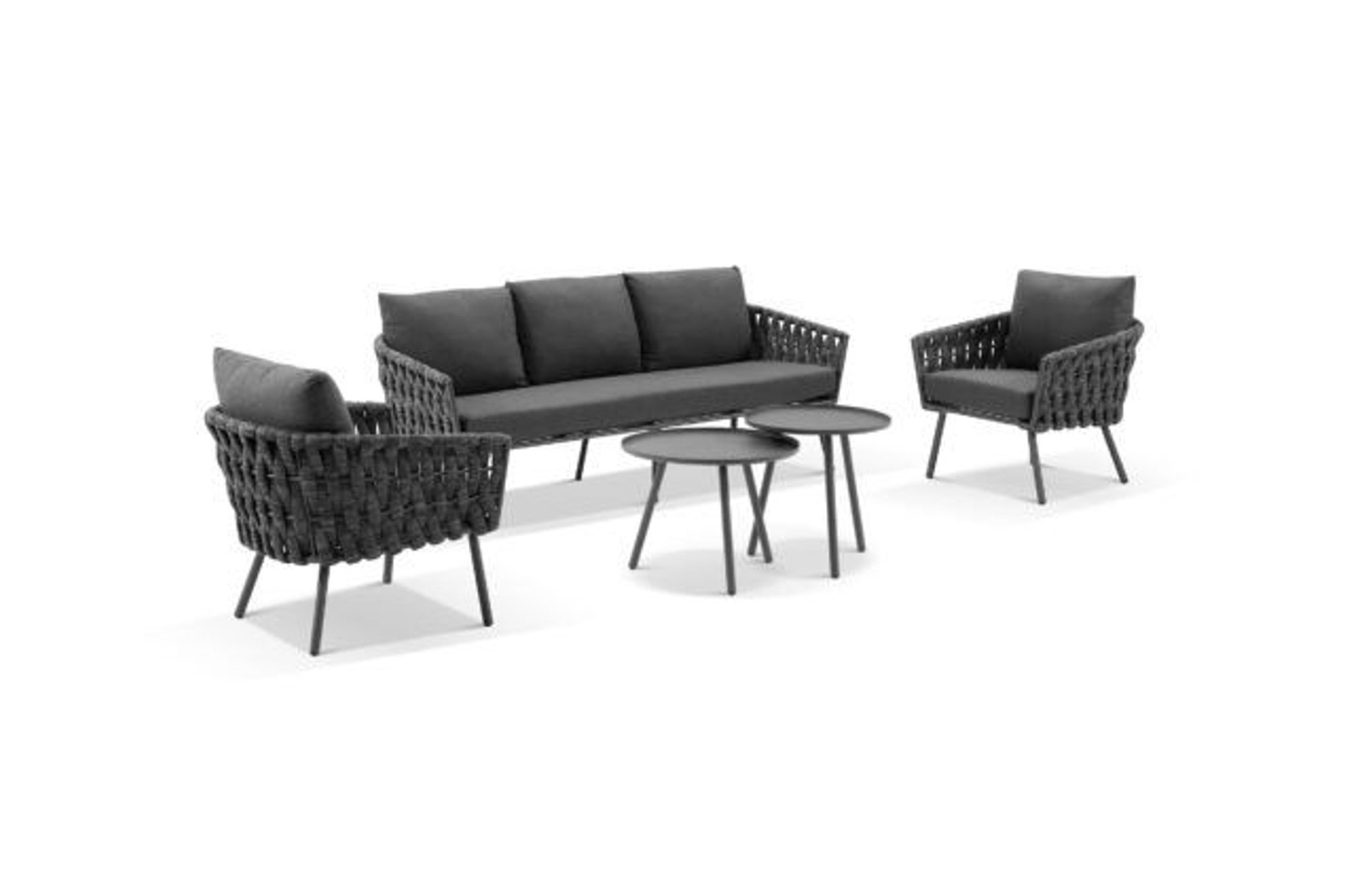 Malmo Rope 3+1+1 Lounge Set - Charcoal