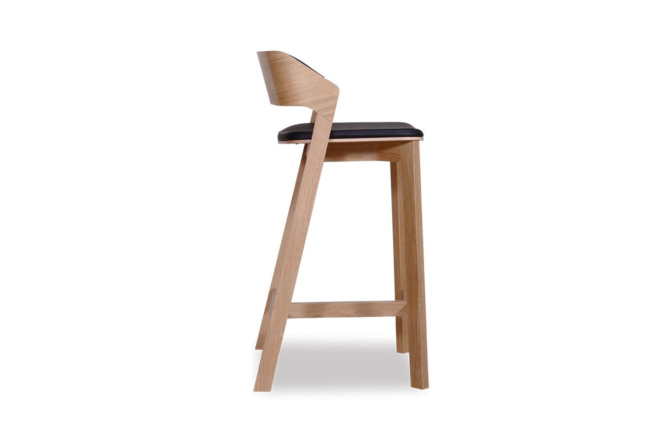 Merano Kitchen Stool - Natural Oak - Black Pad - by TON