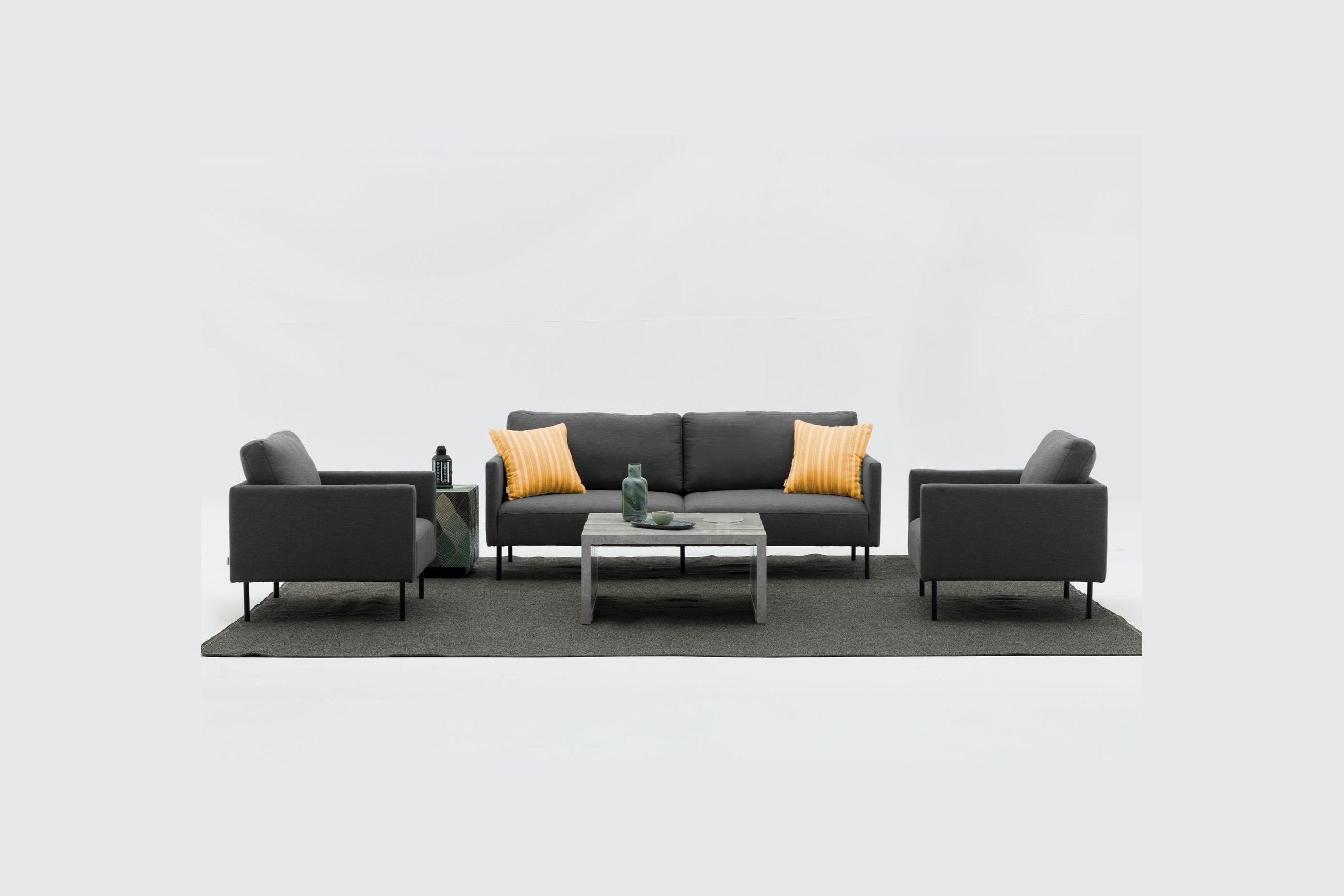 Milan 2-Seater Lounge Set - Black