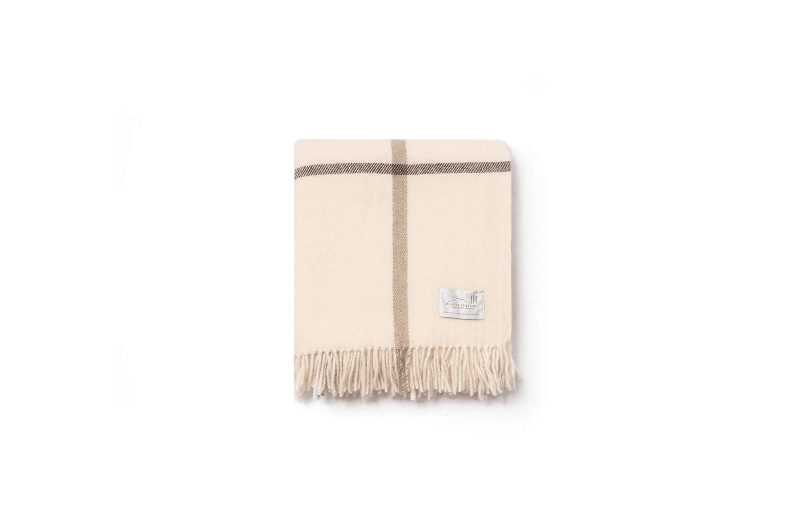 Ruanui Station Lambswool Throw - Waitoka White & Brown