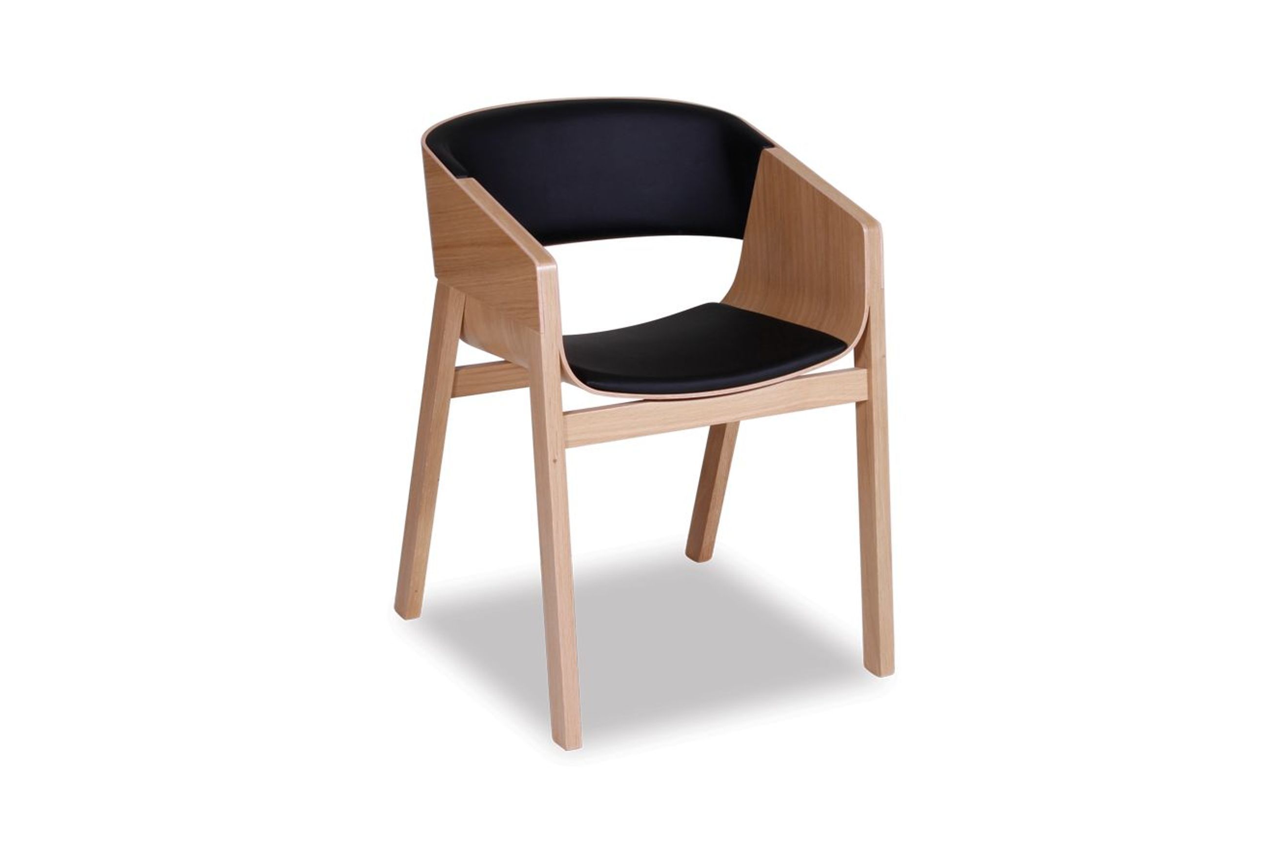Merano Armchair - Natural Oak - Black Pad - by TON