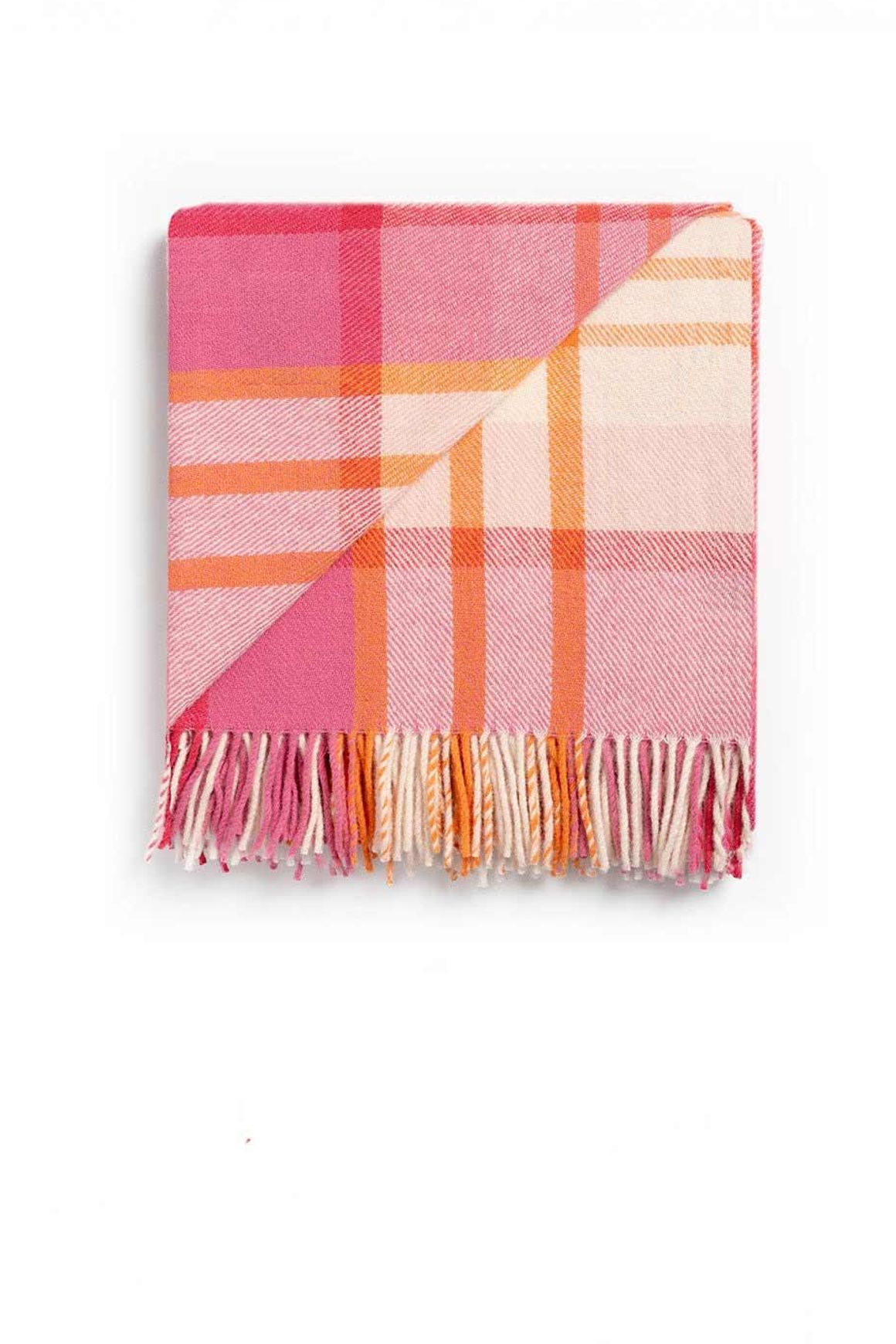 Ruanui Station Lambswool Throw - Okahu Orange Check
