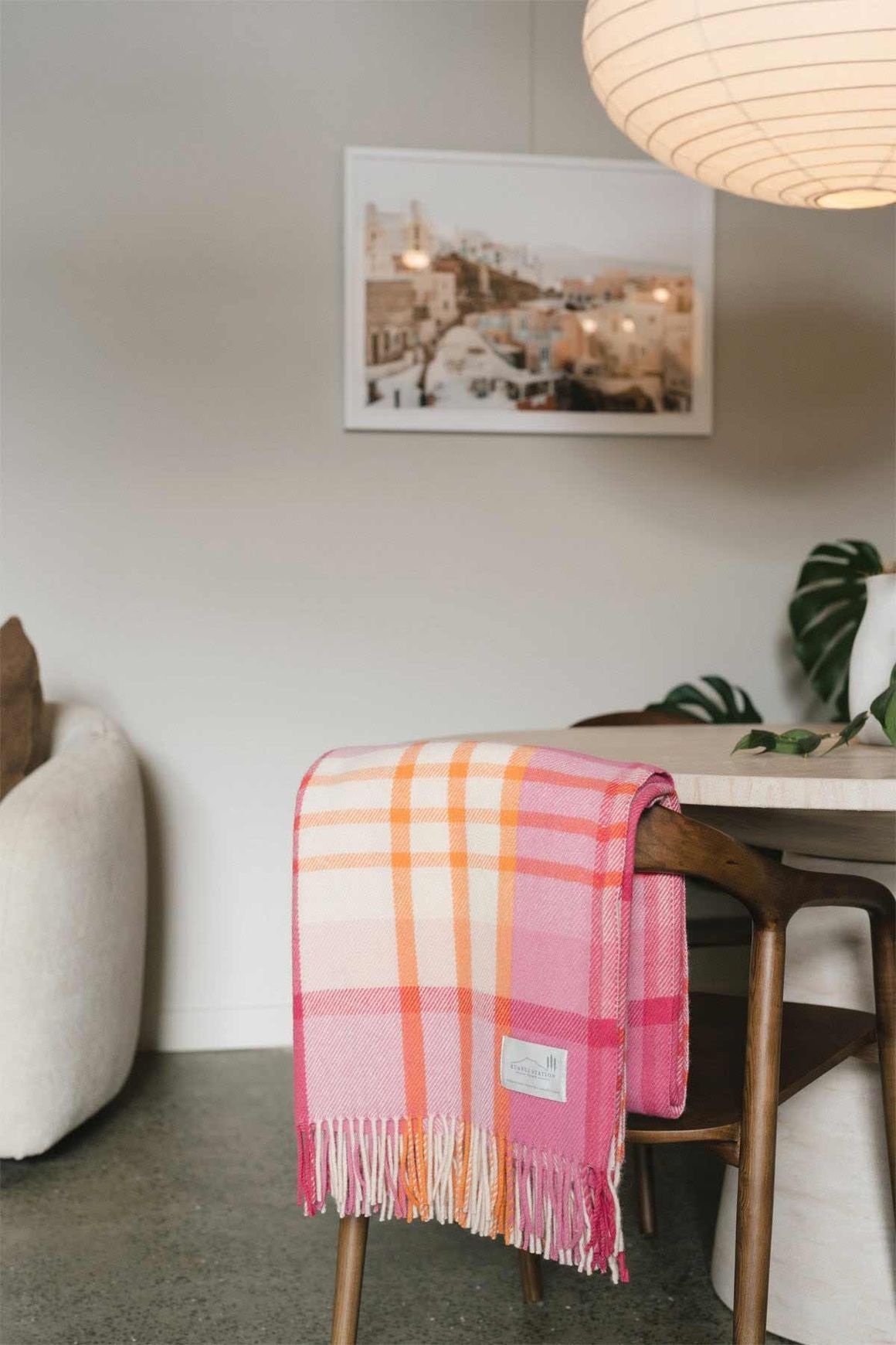 Ruanui Station Lambswool Throw - Okahu Orange Check