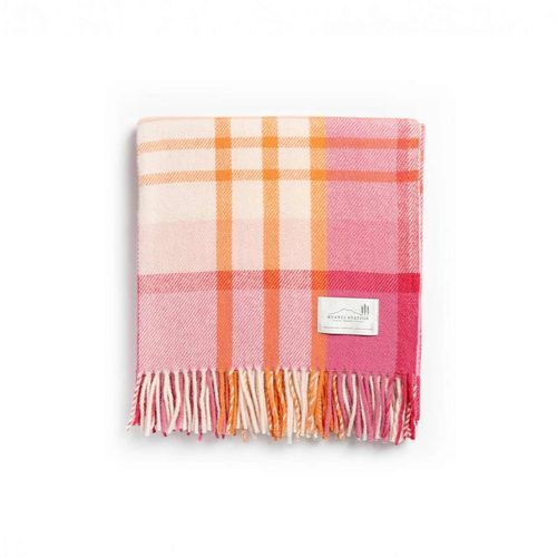 Ruanui Station Lambswool Throw - Okahu Orange Check