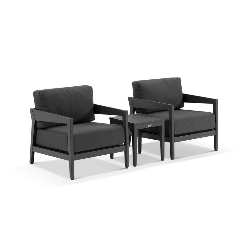 Omaha Lounge Chair Set - Charcoal