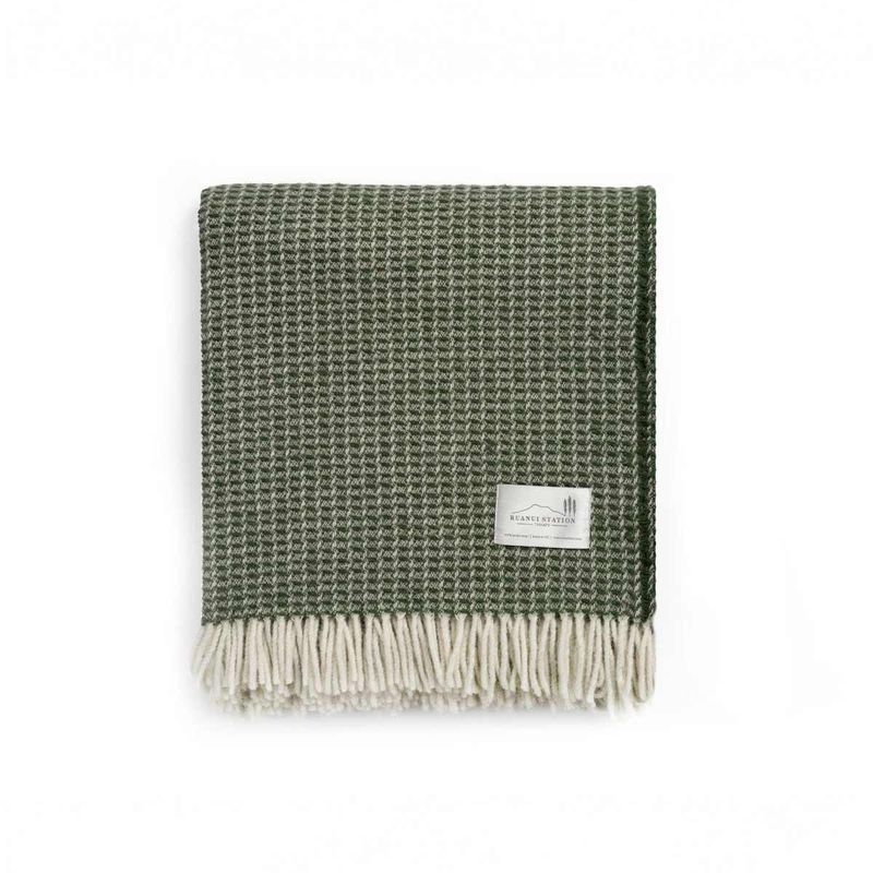 Ruanui Station Lambswool Waffle Throw - Omarae Olive
