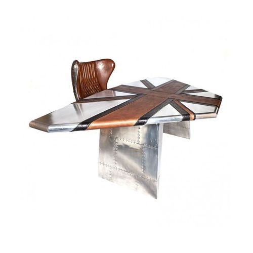 Stealth Wing Aluminium Brown and Black Leather Union Jack Table