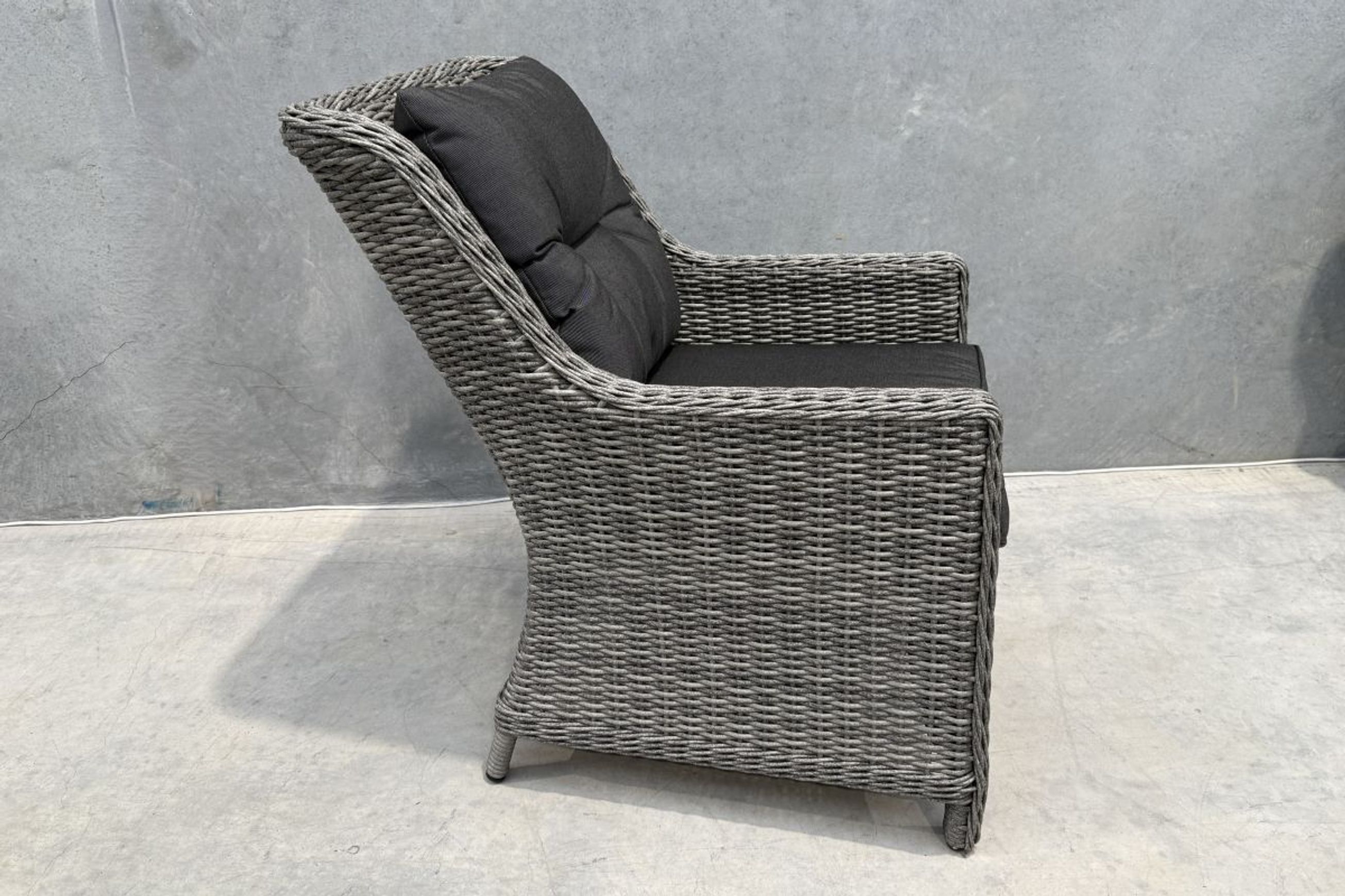 Raglan Rattan Chair - Canvas Coal
