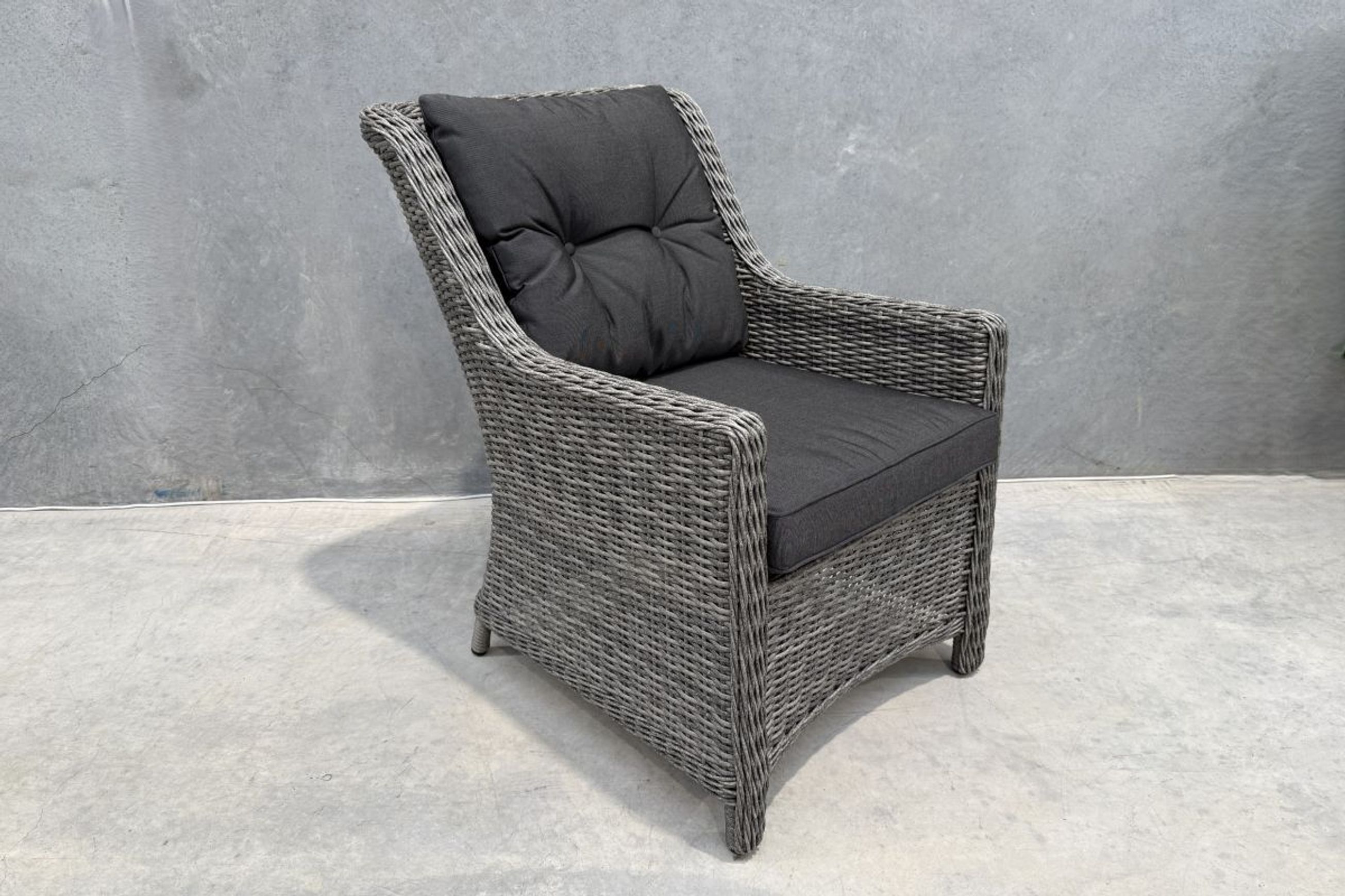 Raglan Rattan Chair - Canvas Coal