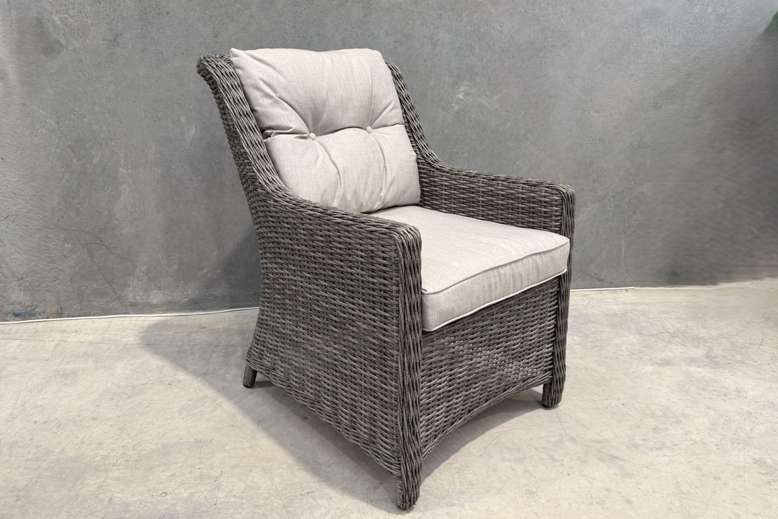 Raglan Rattan Chair - Cast Silver