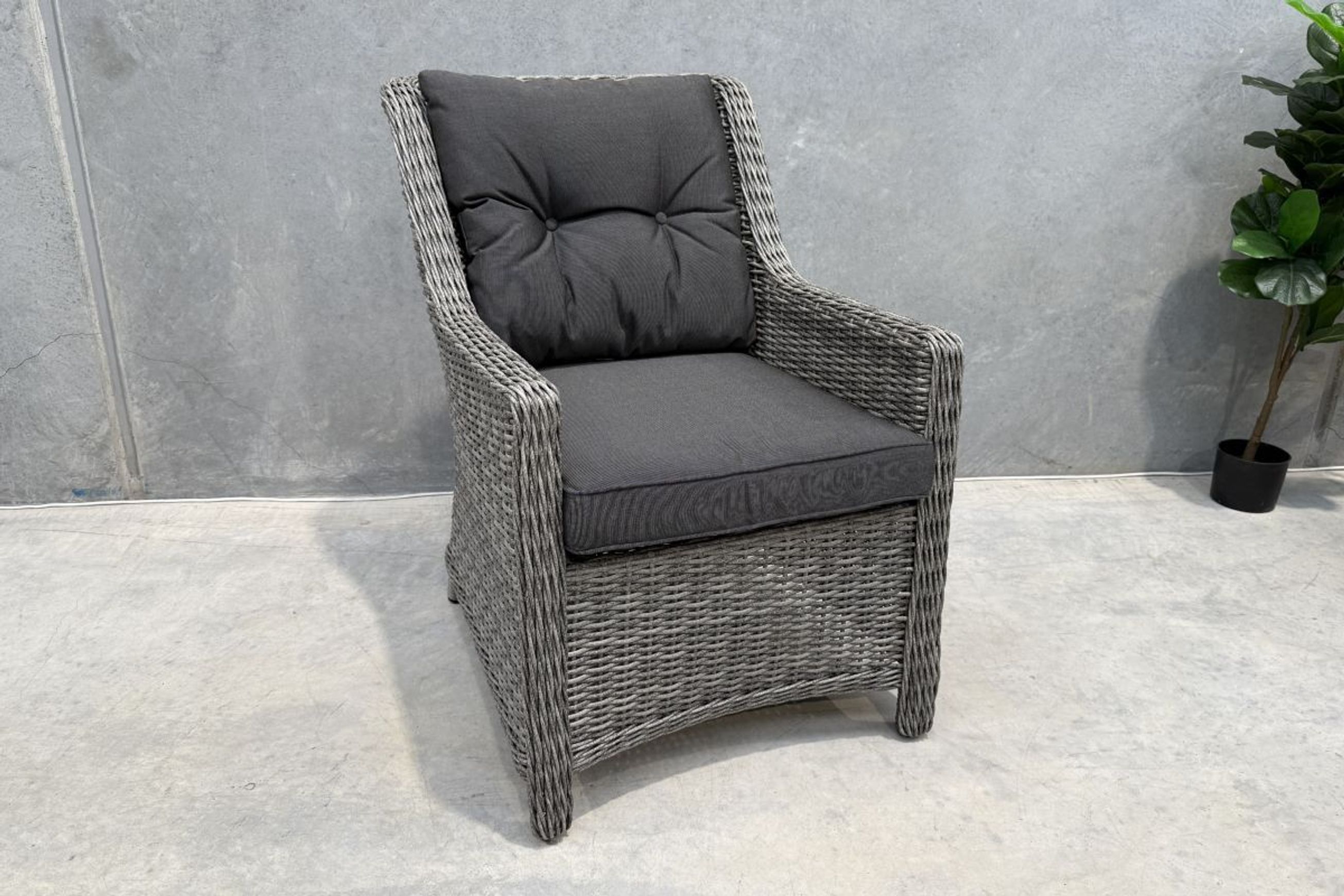 Raglan Rattan Chair - Canvas Coal