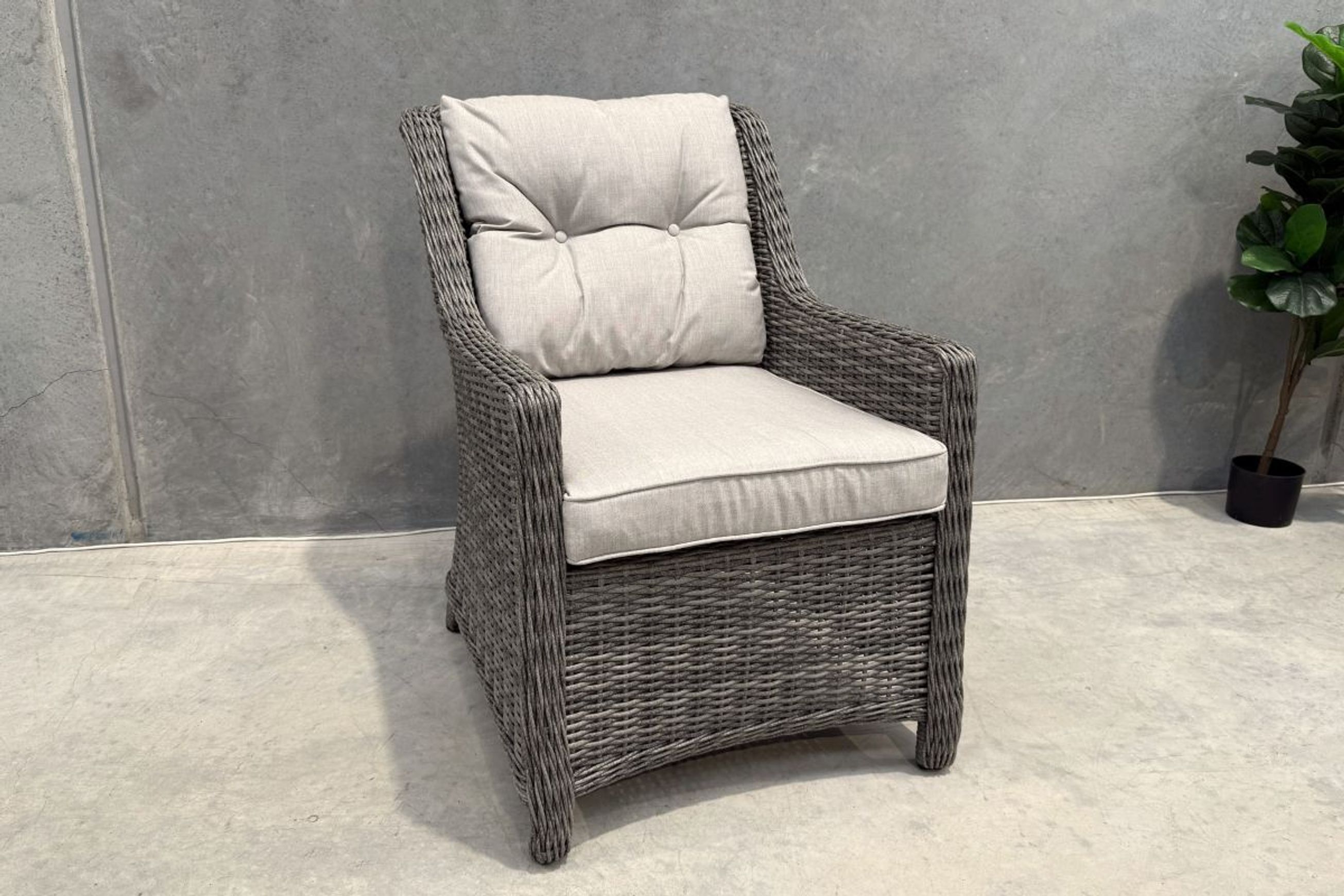 Raglan Rattan Chair - Cast Silver
