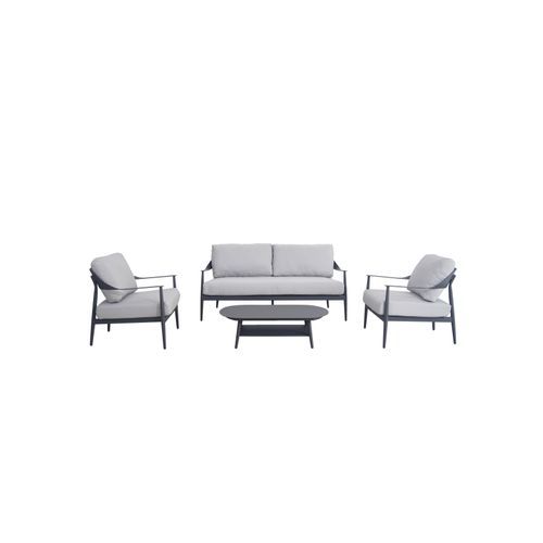 Rio 4pc Aluminium Outdoor Lounge Set | Gunmetal