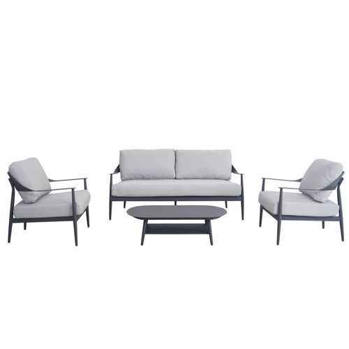Rio 4pc Aluminium Outdoor Lounge Set | Gunmetal