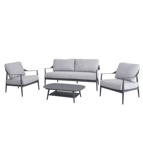 Rio 4pc Aluminium Outdoor Lounge Set | Gunmetal