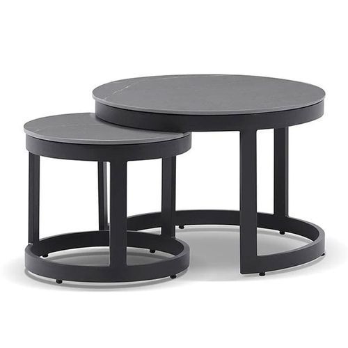 Hugo Outdoor Round Charcoal Ceramic Coffee Tables