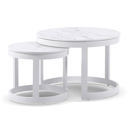 Hugo Outdoor Round White Ceramic Coffee Tables