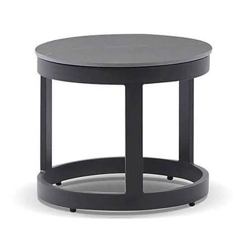 Hugo Outdoor Round Charcoal Ceramic Side Table
