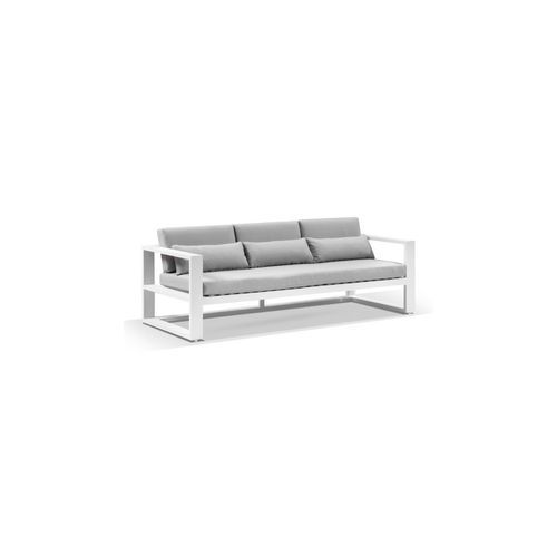Santorini 3 Seater Outdoor Aluminium White/Grey Lounge