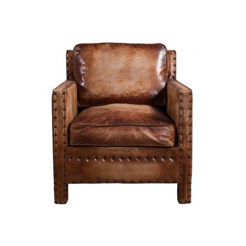 Scabrous Distressed Brown Leather Armchair