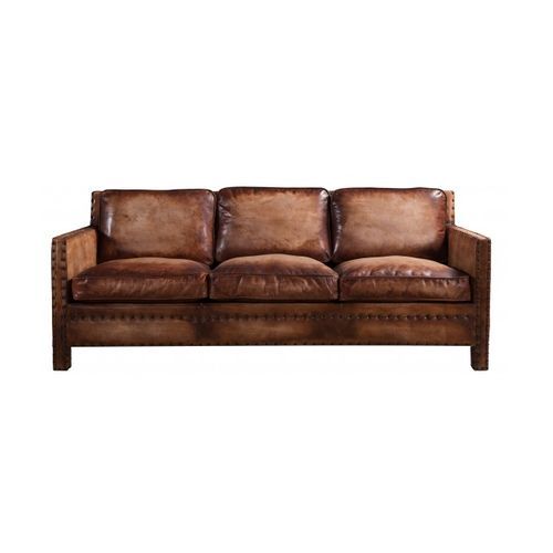 Scabrous Distressed Brown Leather Lounge - 3 seat