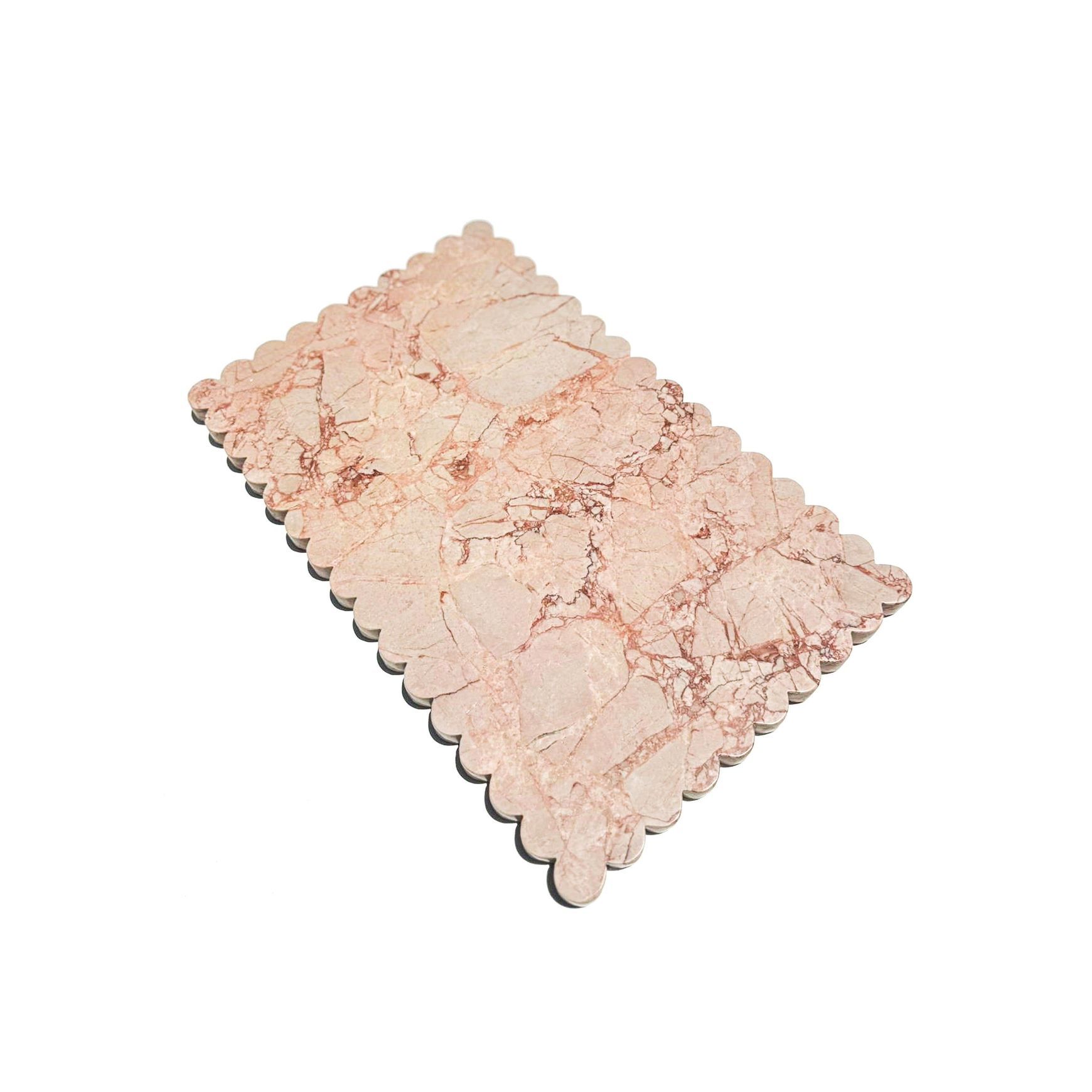 Scalloped Edge Rectangle Tray - Pearl Pink Blush Marble