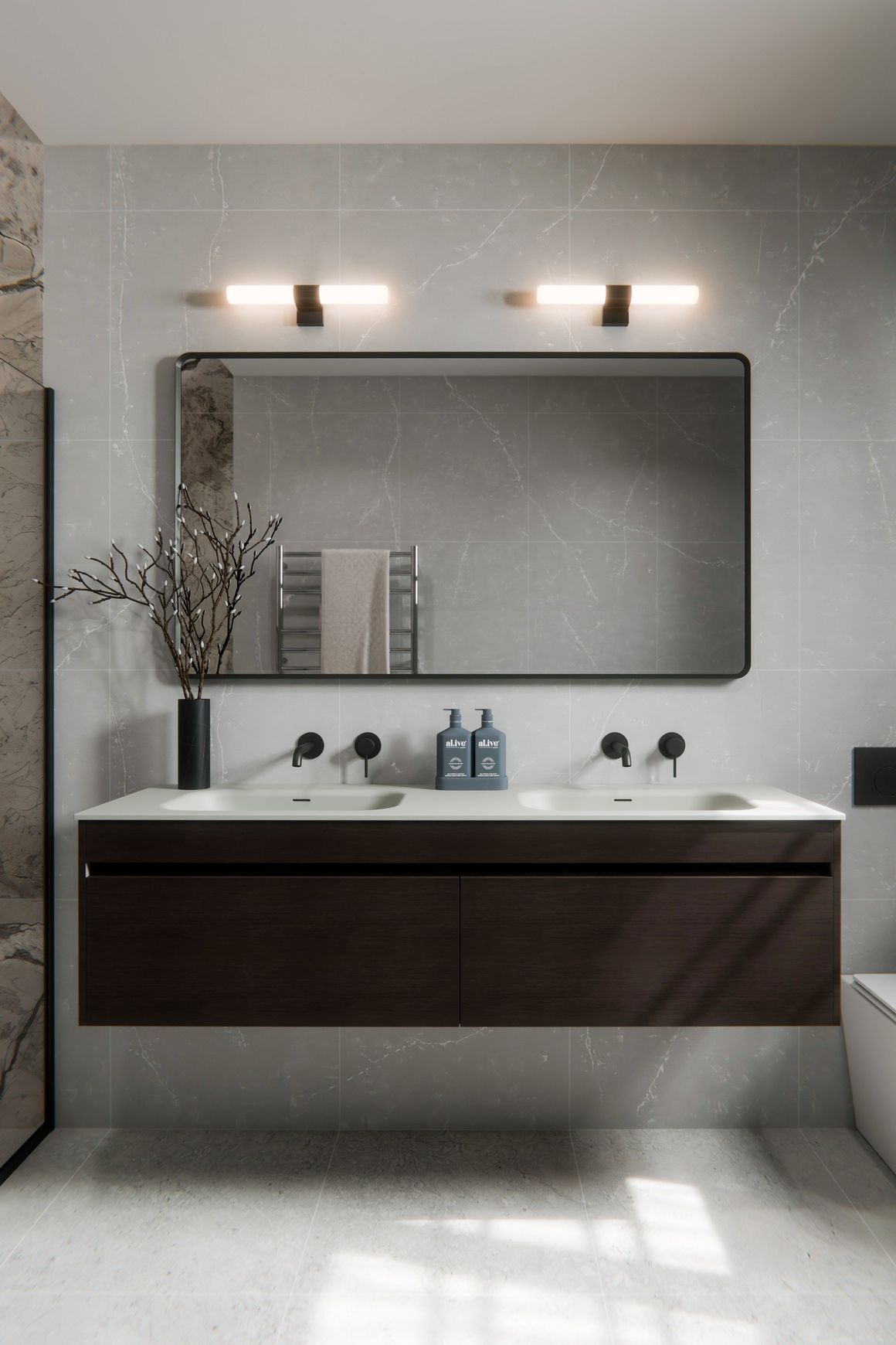 CODE Luxe 1200 Wall Hung Double Basin Vanity | Single Drawer