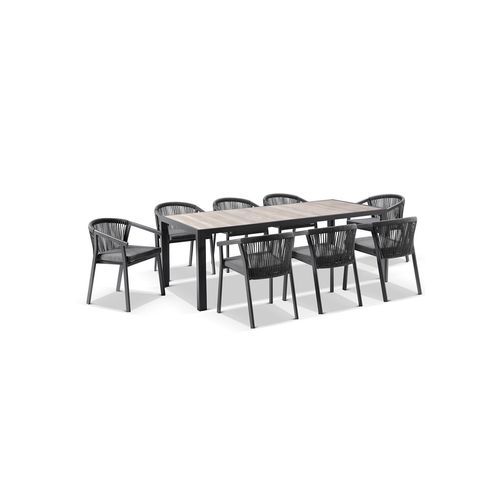 Southport Outdoor Dining Table & 8 Chairs | Slate Grey