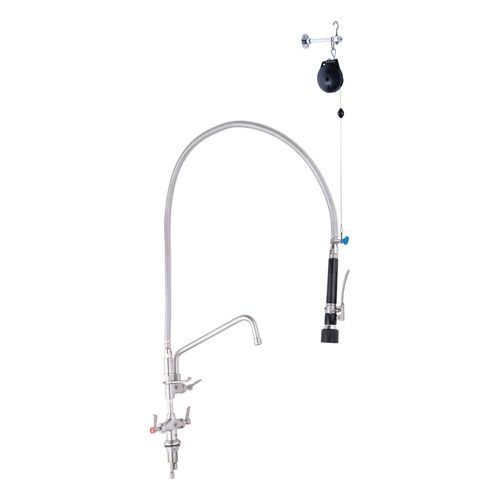 Stainless Steel Line Retractor Dual Hob Mounted Pre Rinse Unit With Pot Filler