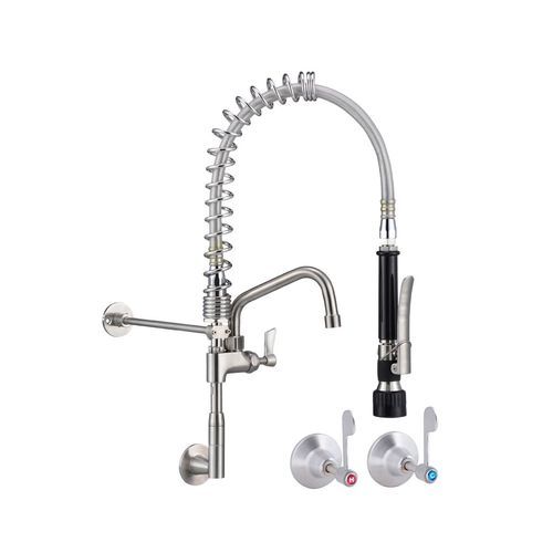 Compact Stainless Steel Wall Stops And Elbow Pre Rinse Unit With Pot Filler -