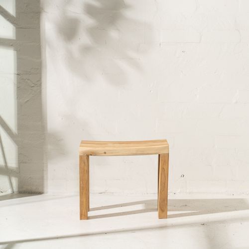 Talib Curved Stool in Rustic Finish