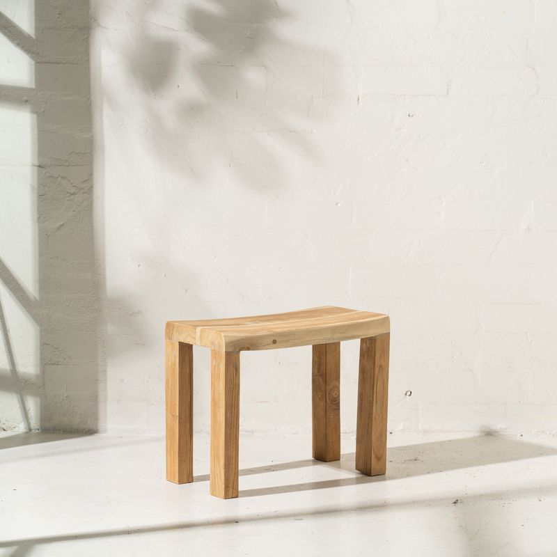 Talib Curved Stool in Rustic Finish