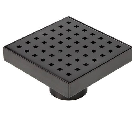 Centre Square Floor Waste - Tetra Square Holes - Stainless Steel - Matte Black