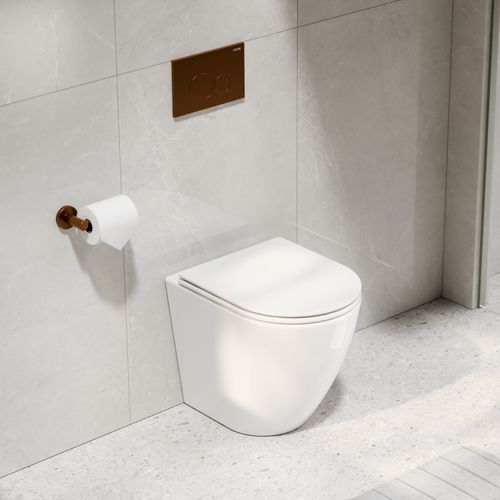 Flow Typhoon Inwall Toilet Suite | Brushed Copper Btn