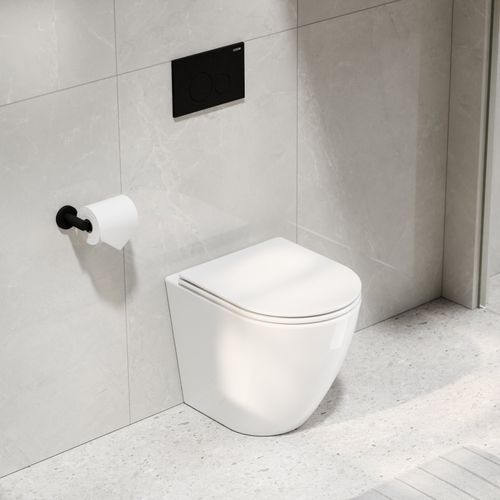 Flow Typhoon Inwall Toilet Suite | Matte Black Button