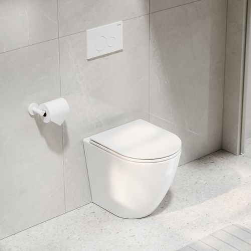 Flow Typhoon Inwall Toilet Suite | Matte White Button