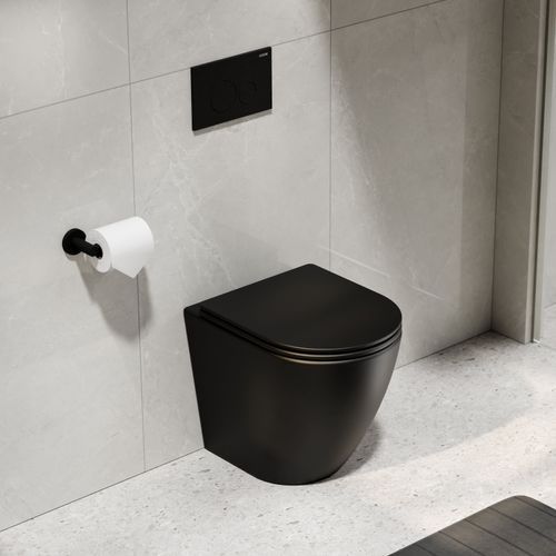 Flow Typhoon Inwall Toilet Suite | Matte Black Button