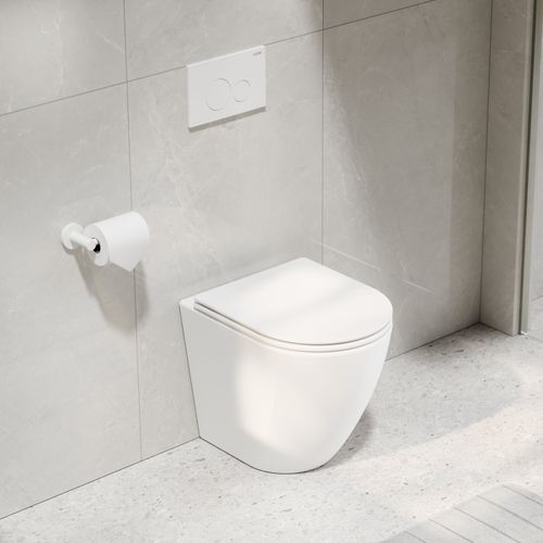 Flow Typhoon Inwall Toilet Suite | Matte White Button