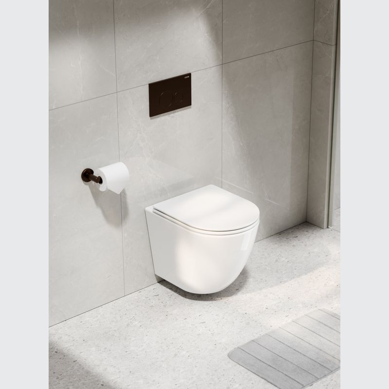 Flow Typhoon Wall Hung Toilet Suite |Brushed Bronze Btn
