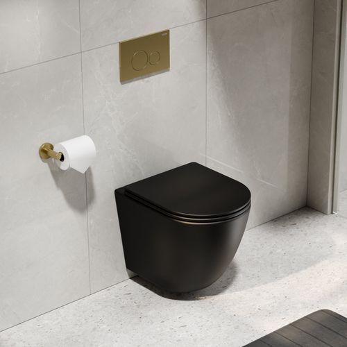 Flow Typhoon Wall Hung Toilet Suite | Brushed Brass Btn