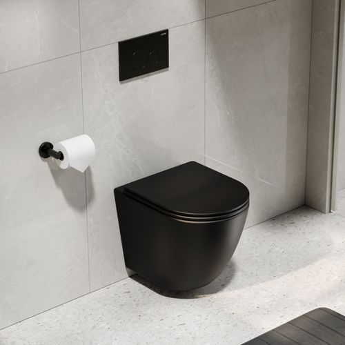 Flow Typhoon Wall Hung Toilet Suite | Gunmetal Button