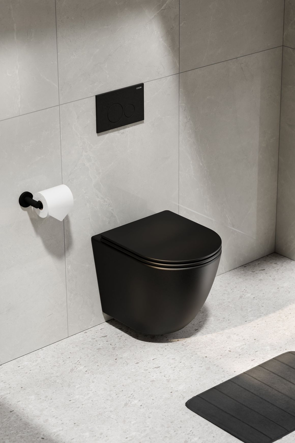 Flow Typhoon Wall Hung Toilet Suite | Matte Black Btn