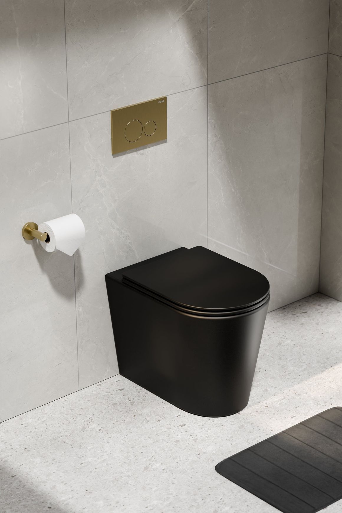 Pure Typhoon Inwall Toilet Suite | Brushed Brass Button