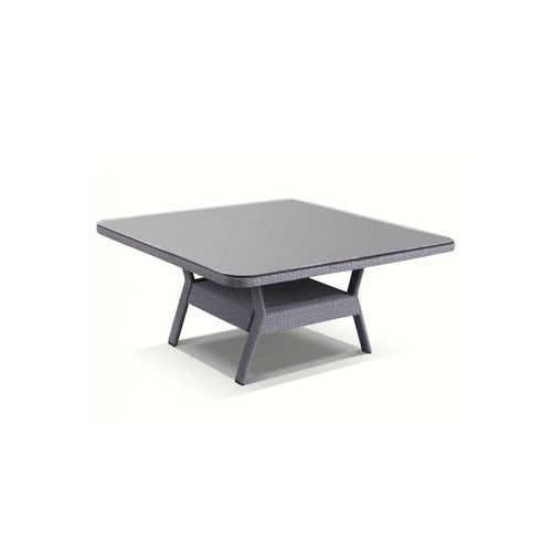 Low Dining 1.5M Square Outdoor Wicker Glass Top Table